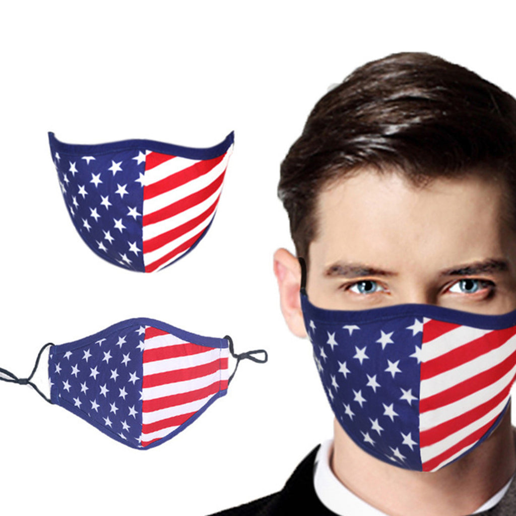 NEWMARK Fashion 3-Ply Reusable Face Mask with American Flag Print - Fast Ship from USA